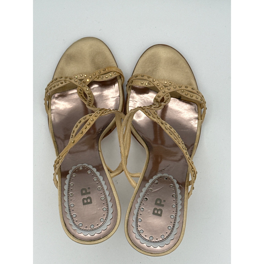 B.P. Womens Size 7 Beige Studded High Heel Sandals