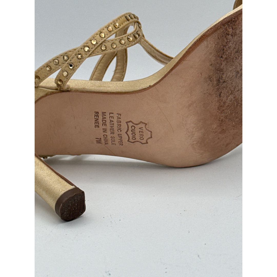 B.P. Womens Size 7 Beige Studded High Heel Sandals