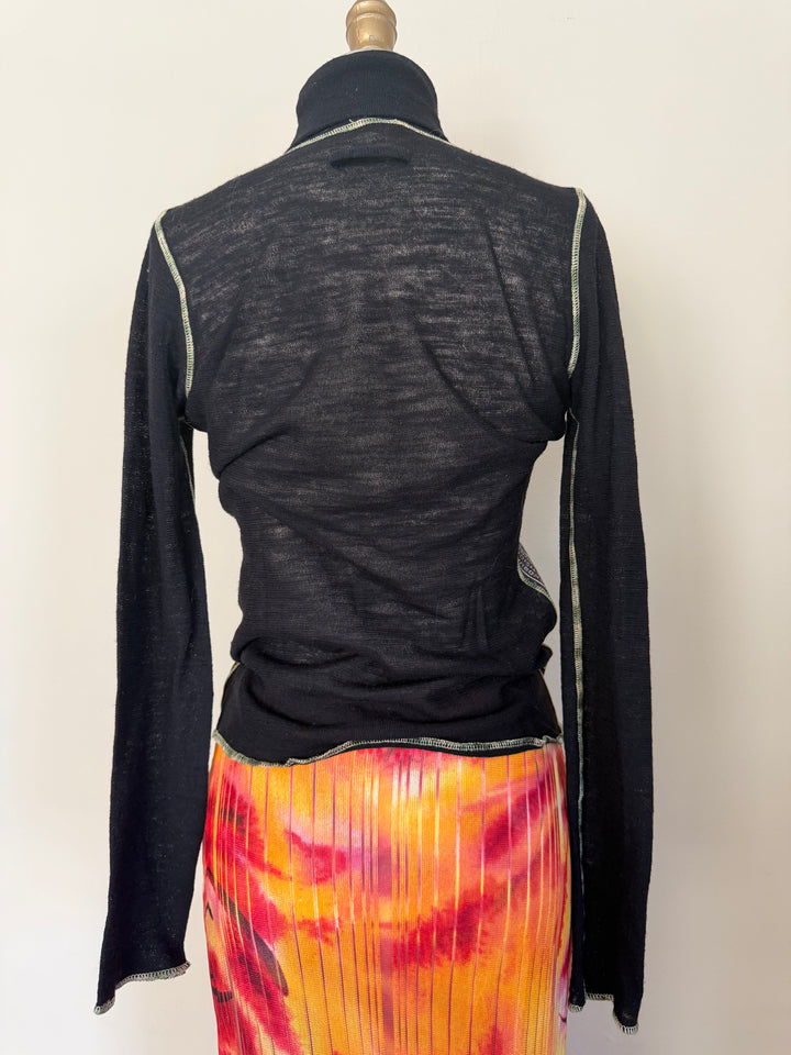 Jean Paul Gaultier Maille Classique Banknote Print 100% Wool Graphic Turtleneck Sweater S