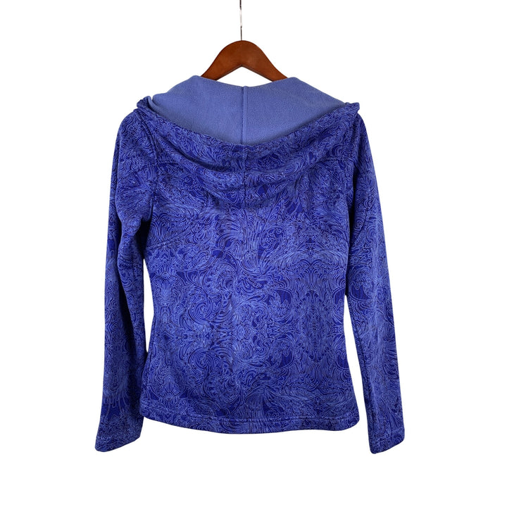 Cascade Sport Womens S Blue Pullover Fleece Jacket Swirl Print Polyester