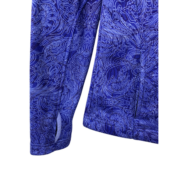 Cascade Sport Womens S Blue Pullover Fleece Jacket Swirl Print Polyester