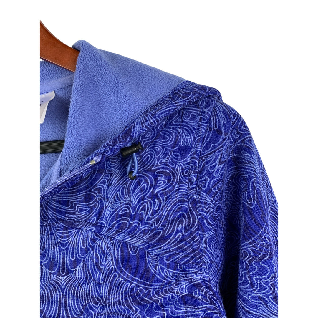 Cascade Sport Womens S Blue Pullover Fleece Jacket Swirl Print Polyester