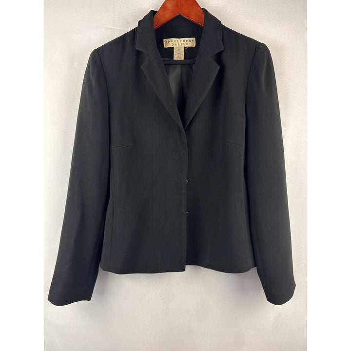 Apostrophe Petite Black Blazer Womens Size 10P 100% Polyester