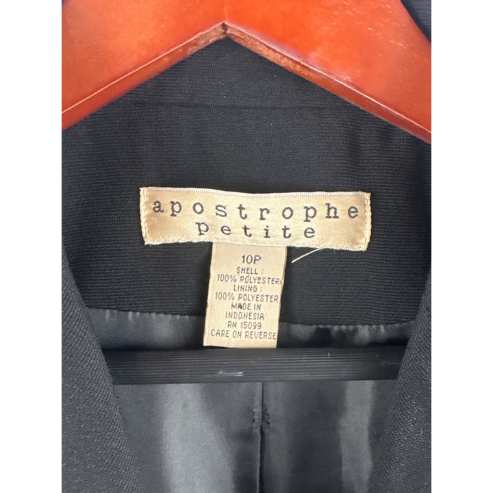 Apostrophe Petite Black Blazer Womens Size 10P 100% Polyester