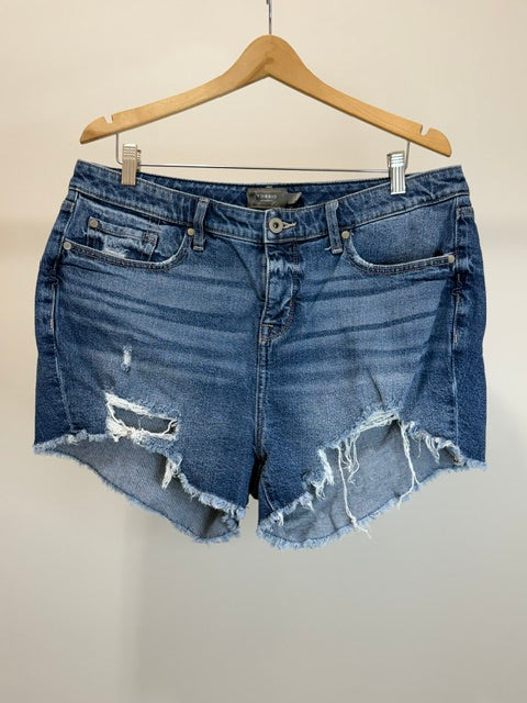 Torrid Distressed Denim Shorts Raw Hem 