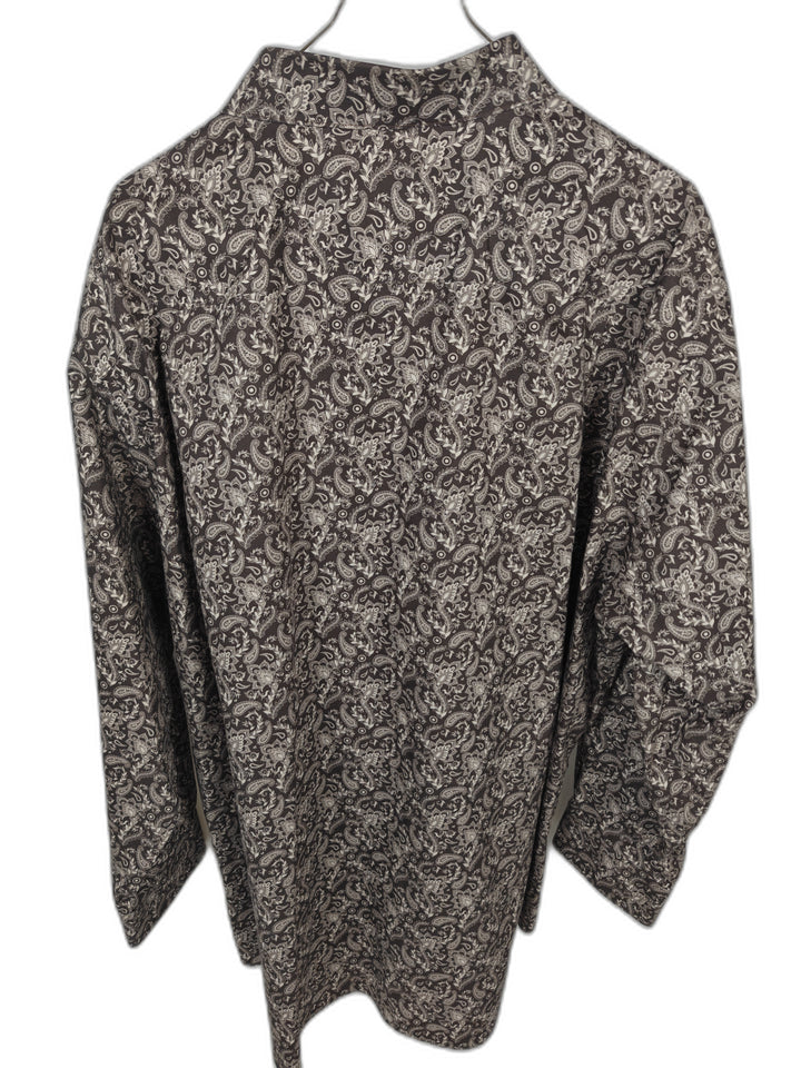 Paul Fredrick Men's 18.5 x 34 Brown Paisley Dress Shirt Tailored Fit Non-Iron Two Ply Cotton