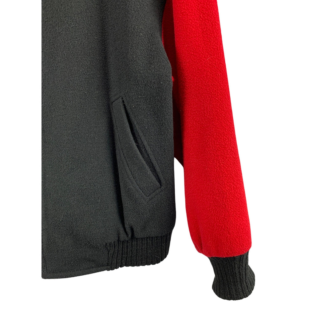 Braetan Womens Black & Red Wool Blend Bomber Jacket With Ribbed Collar & Cuffs - S