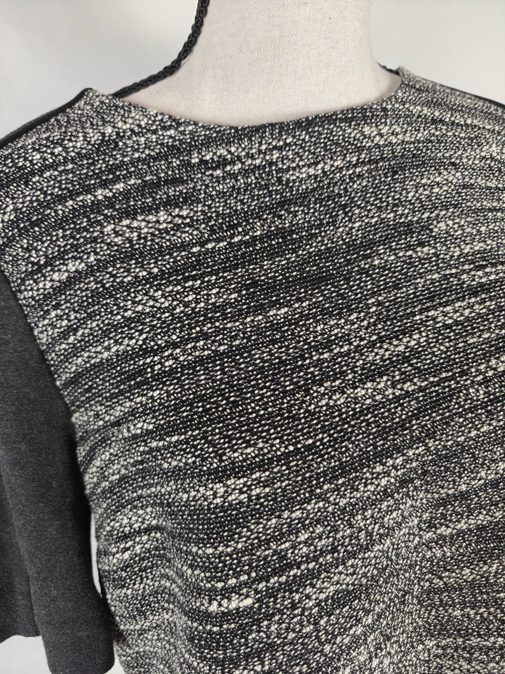 Womens Vince Mixed Media Top Black Gray Size S