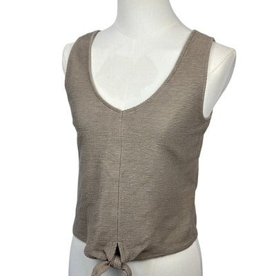 Women’s Madewell Light Brown Ribbed Tie-Front Tank Top Sz XS