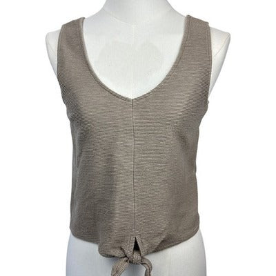 Women’s Madewell Light Brown Ribbed Tie-Front Tank Top Sz XS