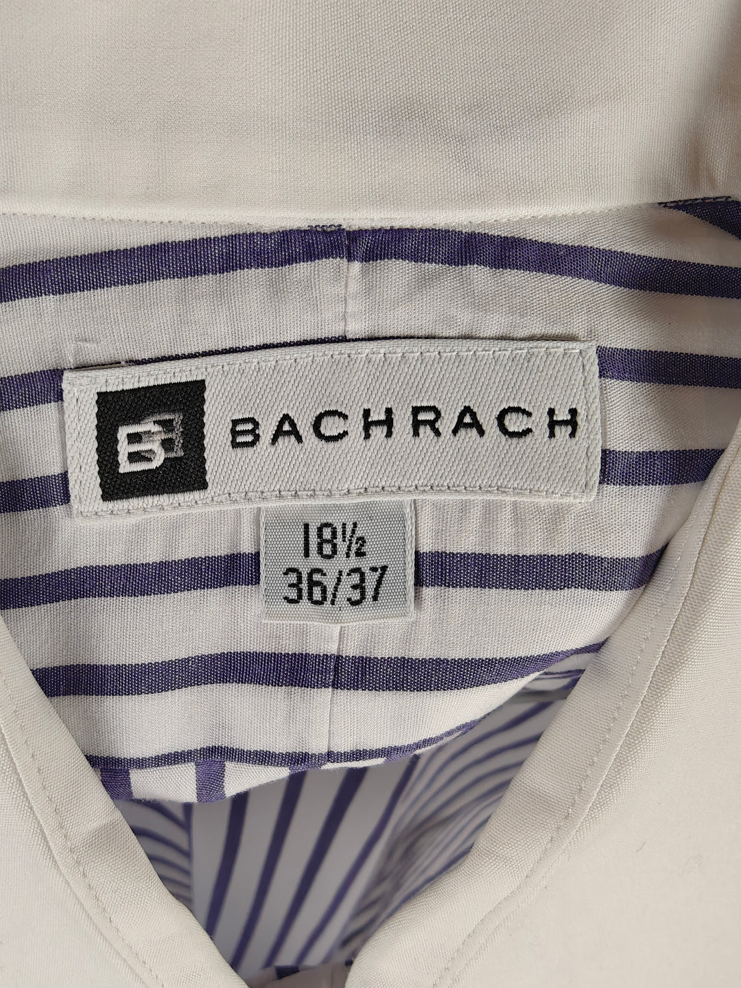 Bachrach Men's Purple White Striped Dress Shirt 18.5 36/37