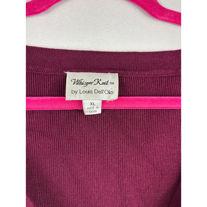 Whisper Knit Burgundy Long-Sleeve Cardigan Sweater By Louis DellOlio Size XL