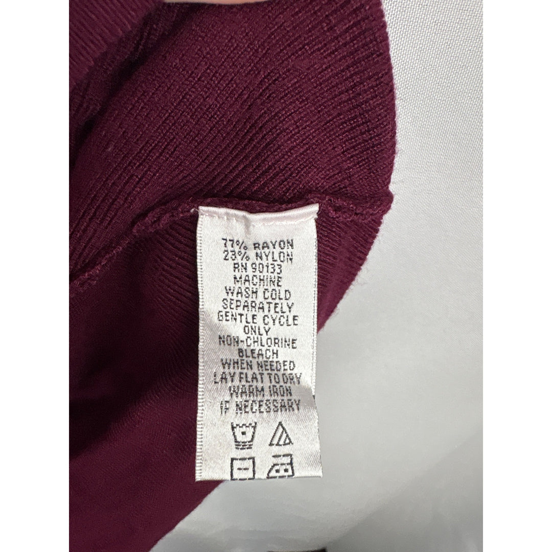 Whisper Knit Burgundy Long-Sleeve Cardigan Sweater By Louis DellOlio Size XL