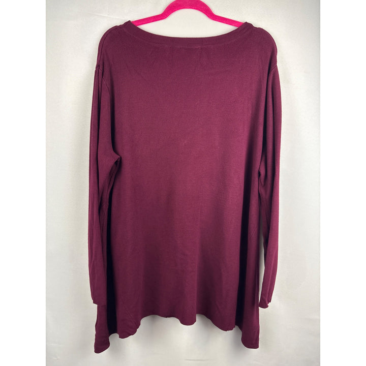 Whisper Knit Burgundy Long-Sleeve Cardigan Sweater By Louis DellOlio Size XL