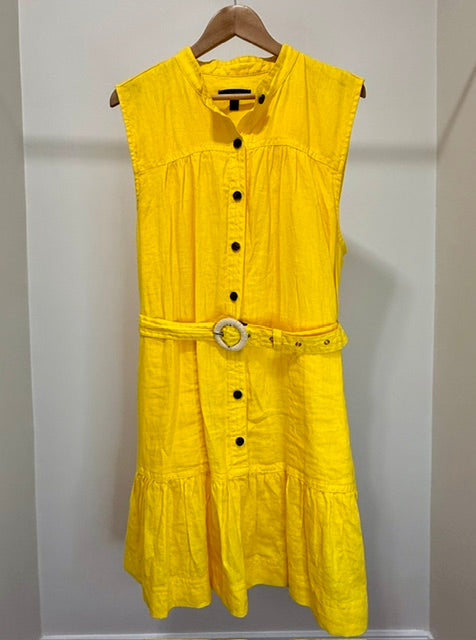 Banana Republic Sunflower Yellow Linen Shirt Dress SzXL NWOT