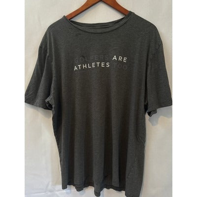 Mens TravisMathew "Golfers Are Athletes Too" Graphic T-Shirt XL Gray Cotton Blend