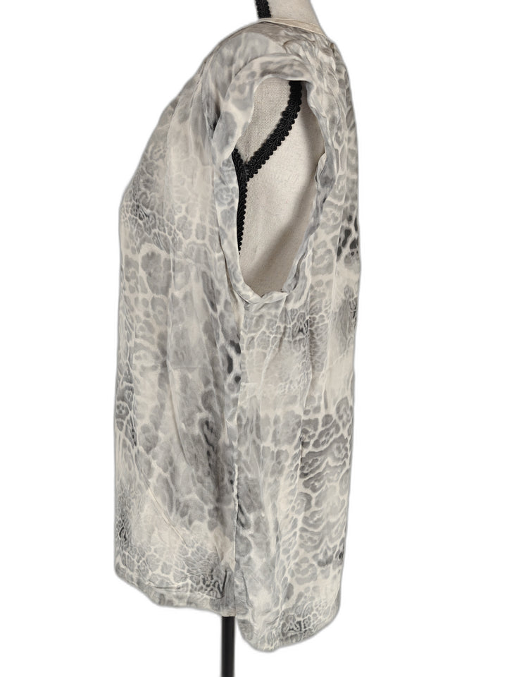 Womens Rebecca Taylor Blouse Gray Animal Print Size 10