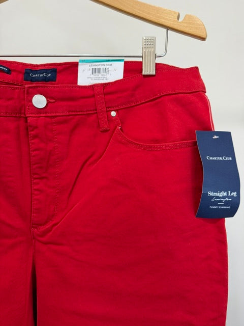 Charter Club Lexington Straight Ravishing Red Pant Sz16 NWT