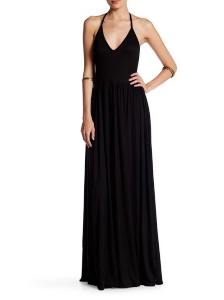 Go Couture Modal Halter Black Maxi Dress SzL