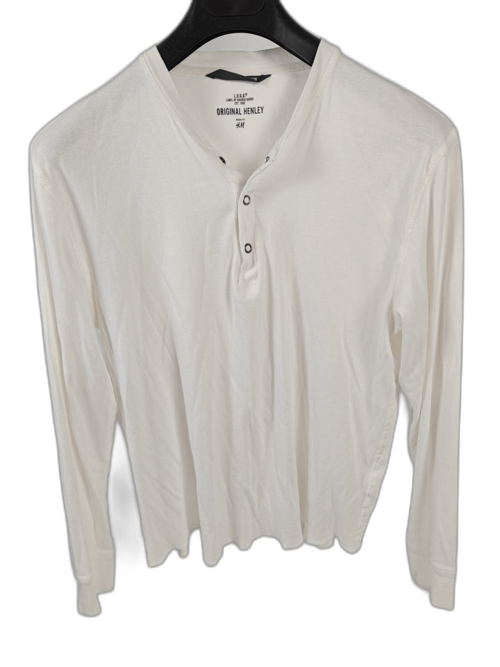 Men’s H&amp;M L.O.G.G. Original Henley White XL Long Sleeve Shirt