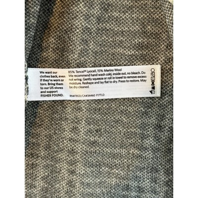 Women’s EILEEN FISHER Ash Gray Merino Wool Plaid Knit Boxy Sweater Sz M