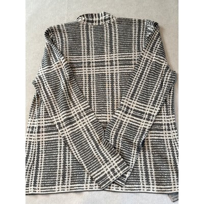 Women’s EILEEN FISHER Ash Gray Merino Wool Plaid Knit Boxy Sweater Sz M
