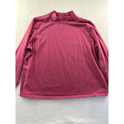 D&Co Essentials Womens Long Sleeve Mock Neck Top - XL - Pink - Cotton Blend