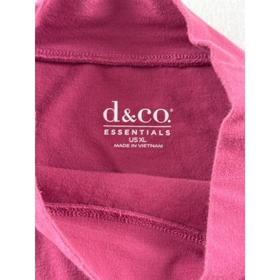 D&Co Essentials Womens Long Sleeve Mock Neck Top - XL - Pink - Cotton Blend