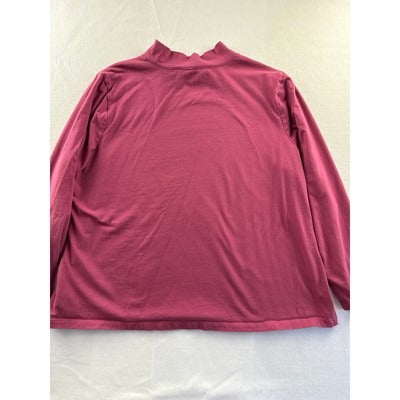D&Co Essentials Womens Long Sleeve Mock Neck Top - XL - Pink - Cotton Blend