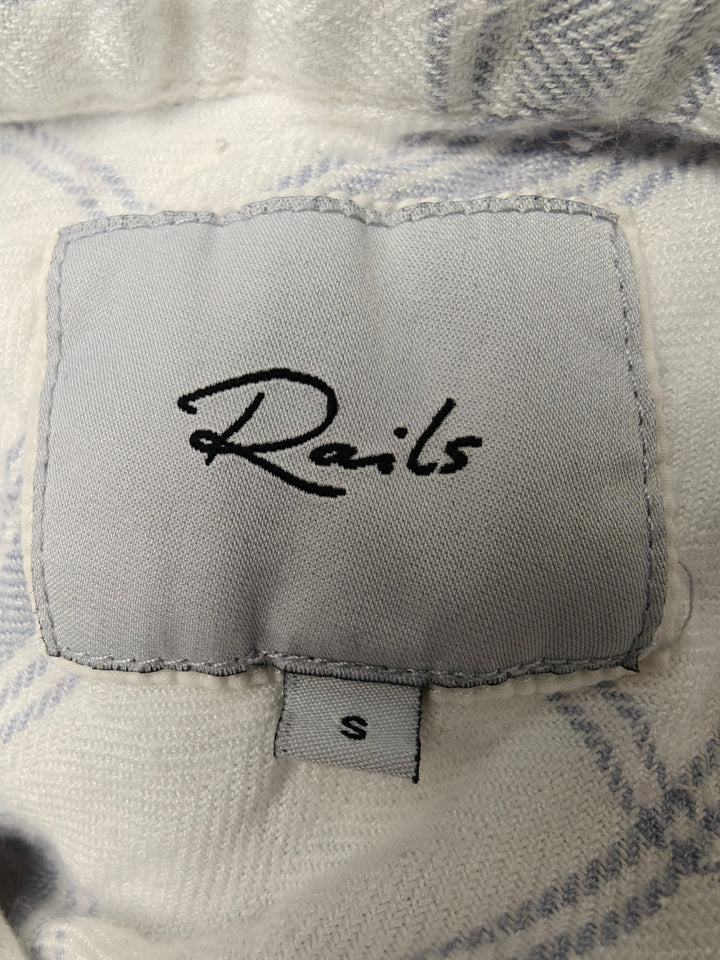 Women’s Rails Sleeveless Shirt Dress White Blue Plaid Size S