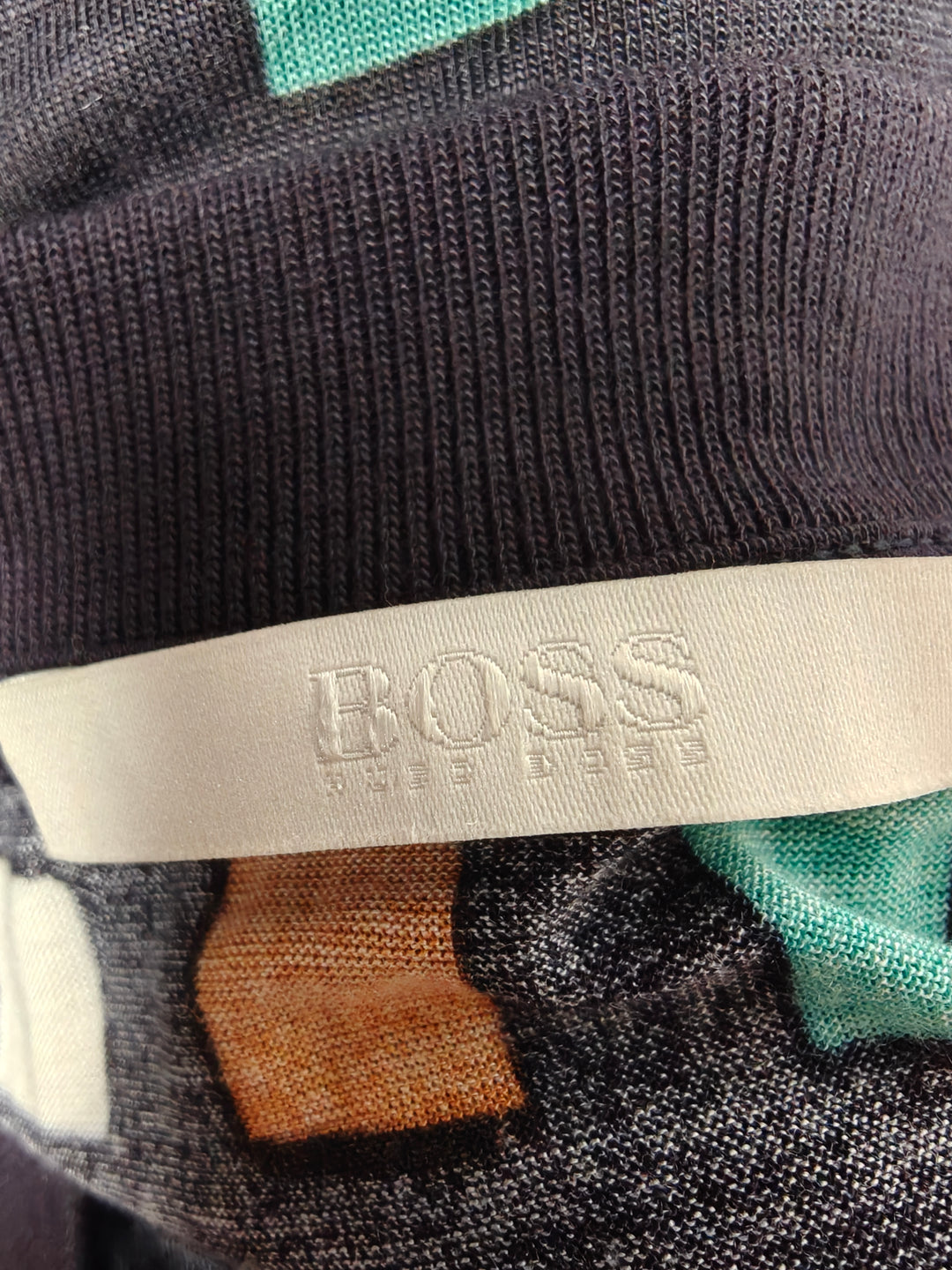 Womens Hugo Boss Geometric Print Top Navy Multicolor