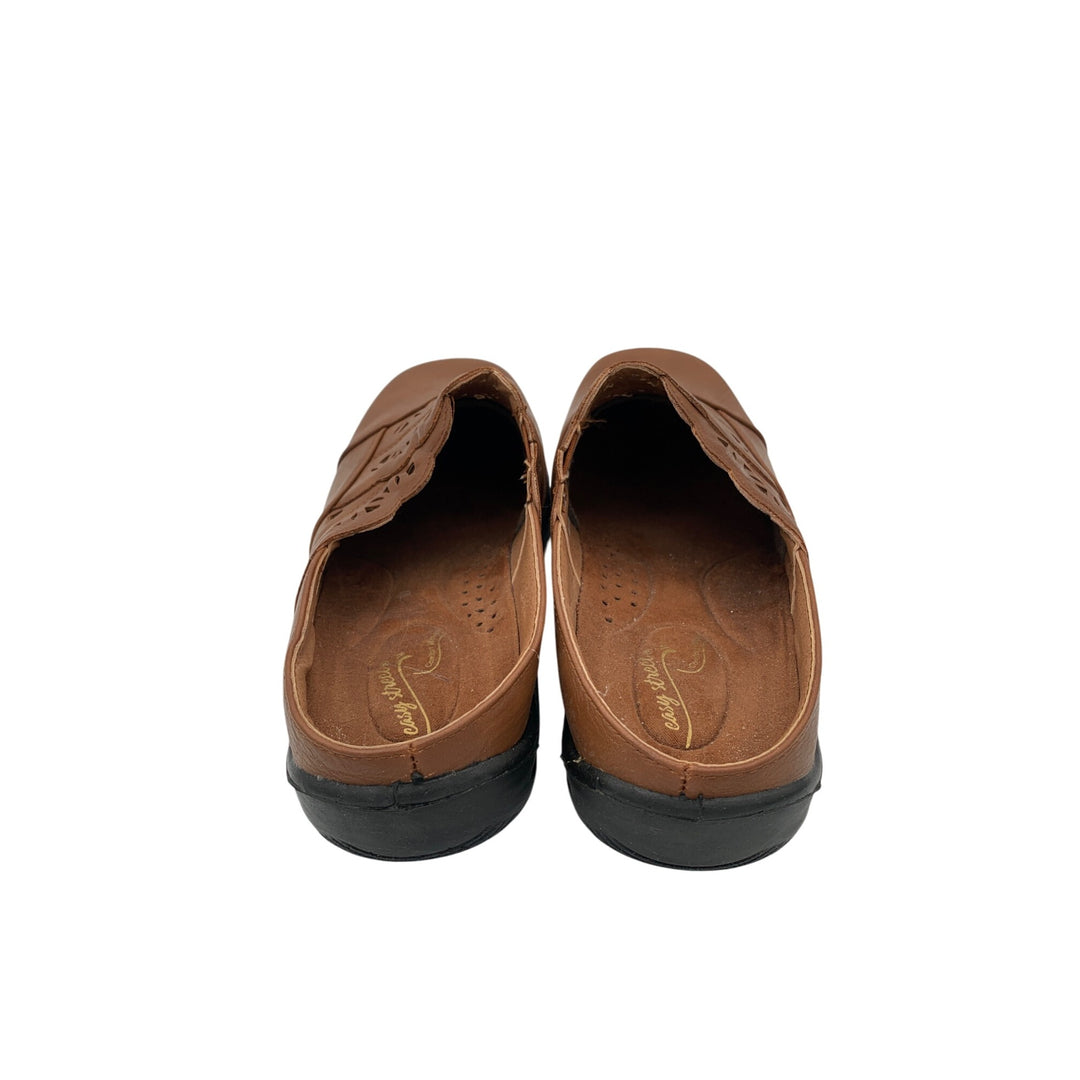 Womens 8.5 Brown Slip-On Mules With Cutout Design