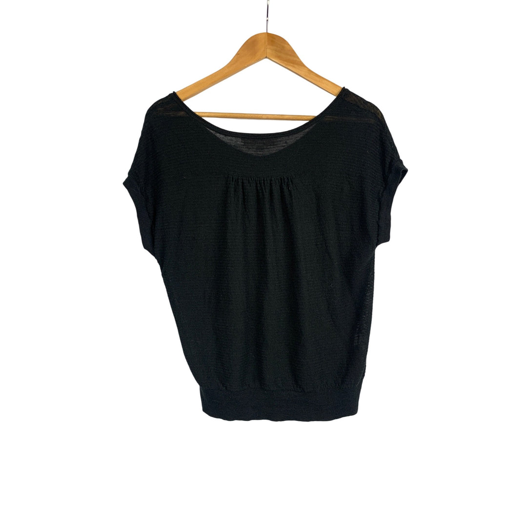 Loft Black Knit Linen/Rayon Blend Womens Top L