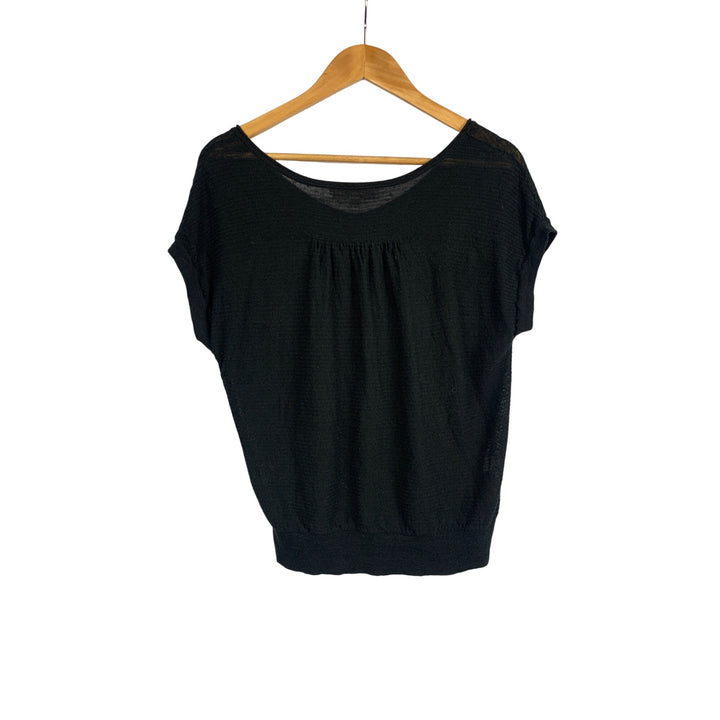 Loft Black Knit Linen/Rayon Blend Womens Top L