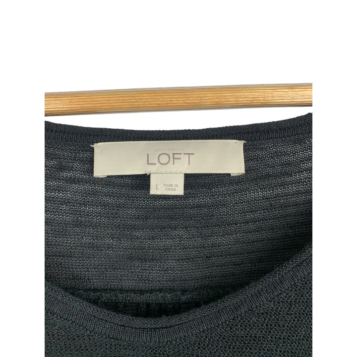 Loft Black Knit Linen/Rayon Blend Womens Top L