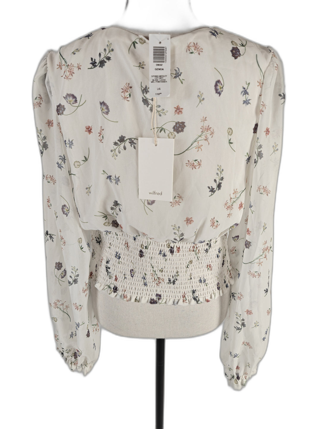 Womens Wilfred Genoa Blouse White Floral Size L NWT