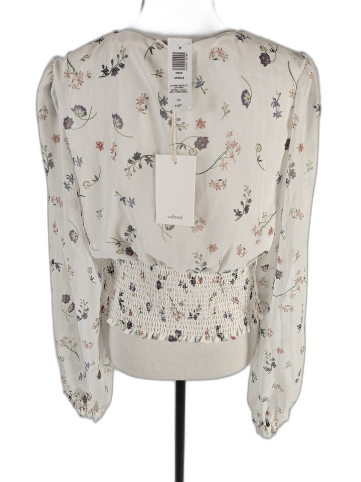 Womens Wilfred Genoa Blouse White Floral Size L NWT