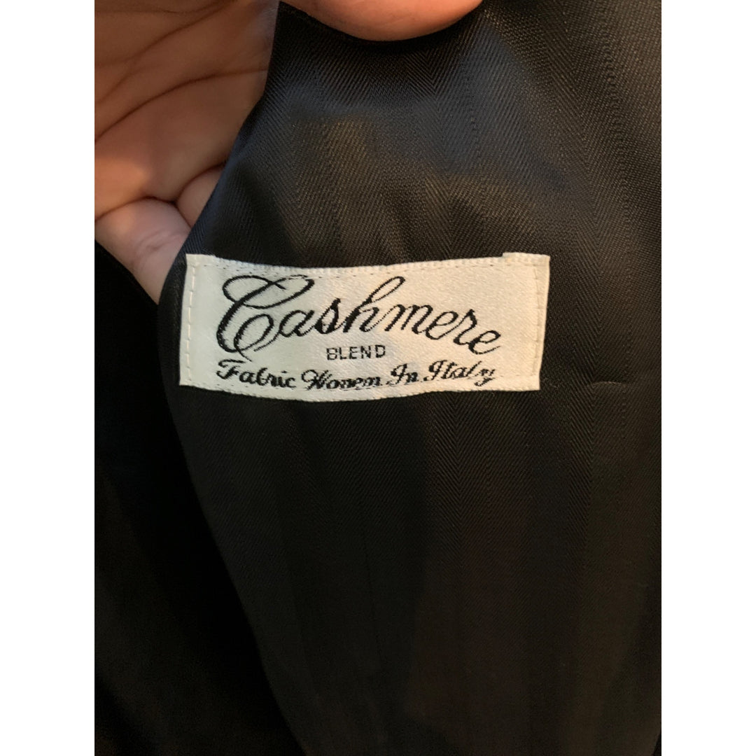 Men’s Vintage Christian Aujard Black Cashmere Long Coat Size L