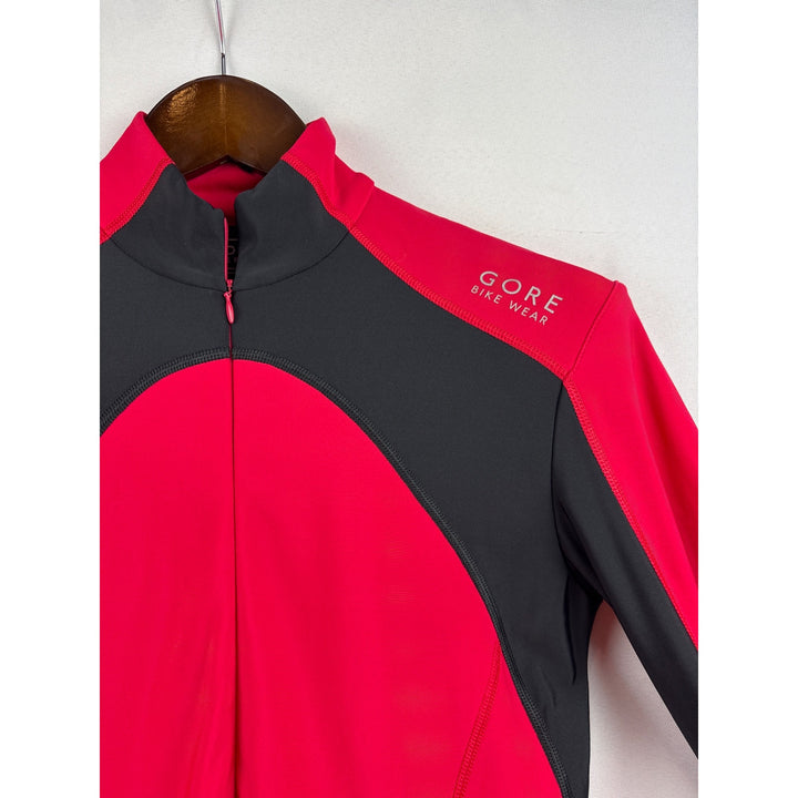 Women’s Gore Bike Wear XL Red & Black Long Sleeve Half Zip Athletic Shirt