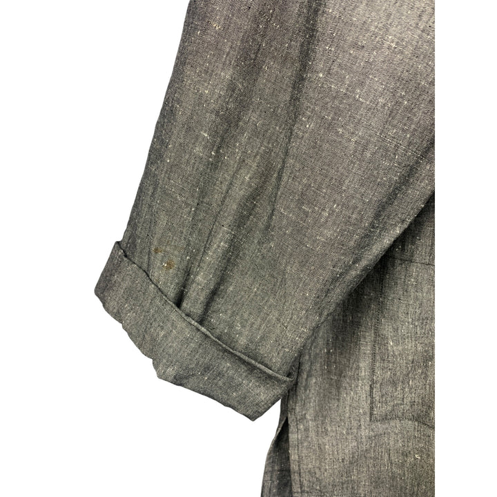 Fabtibet Traditional Linen Look Women Shirt Large 100% Cotton Gray