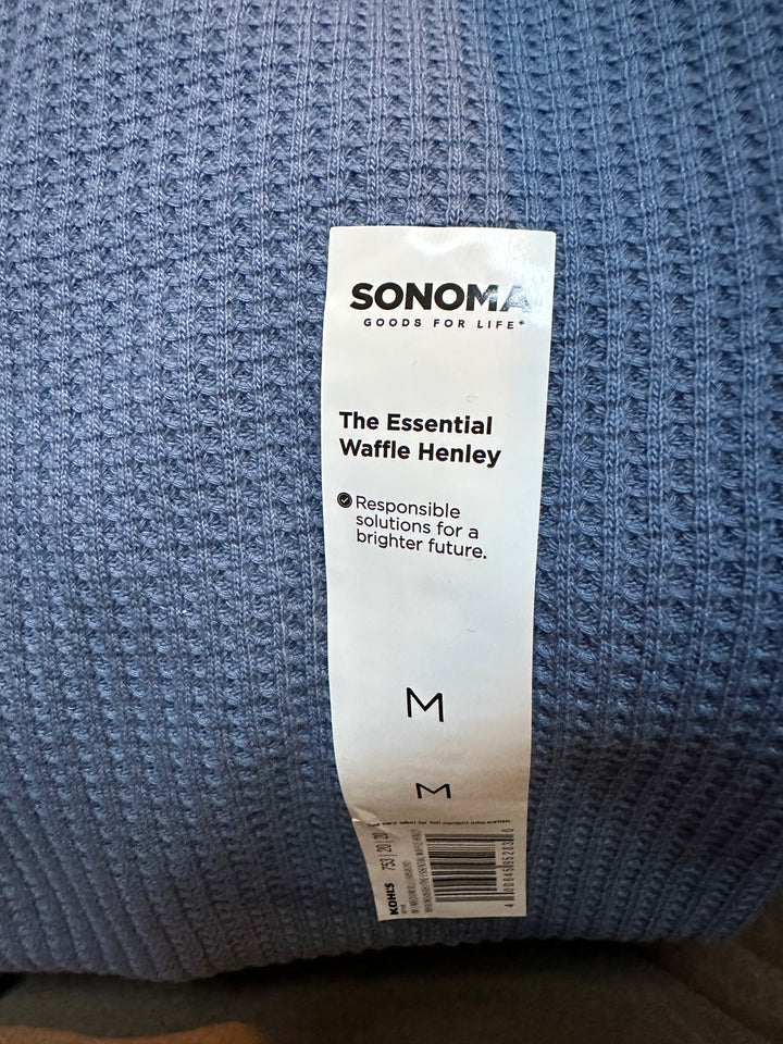 Men’s Sonoma Slate Blue Waffle Henley Size M