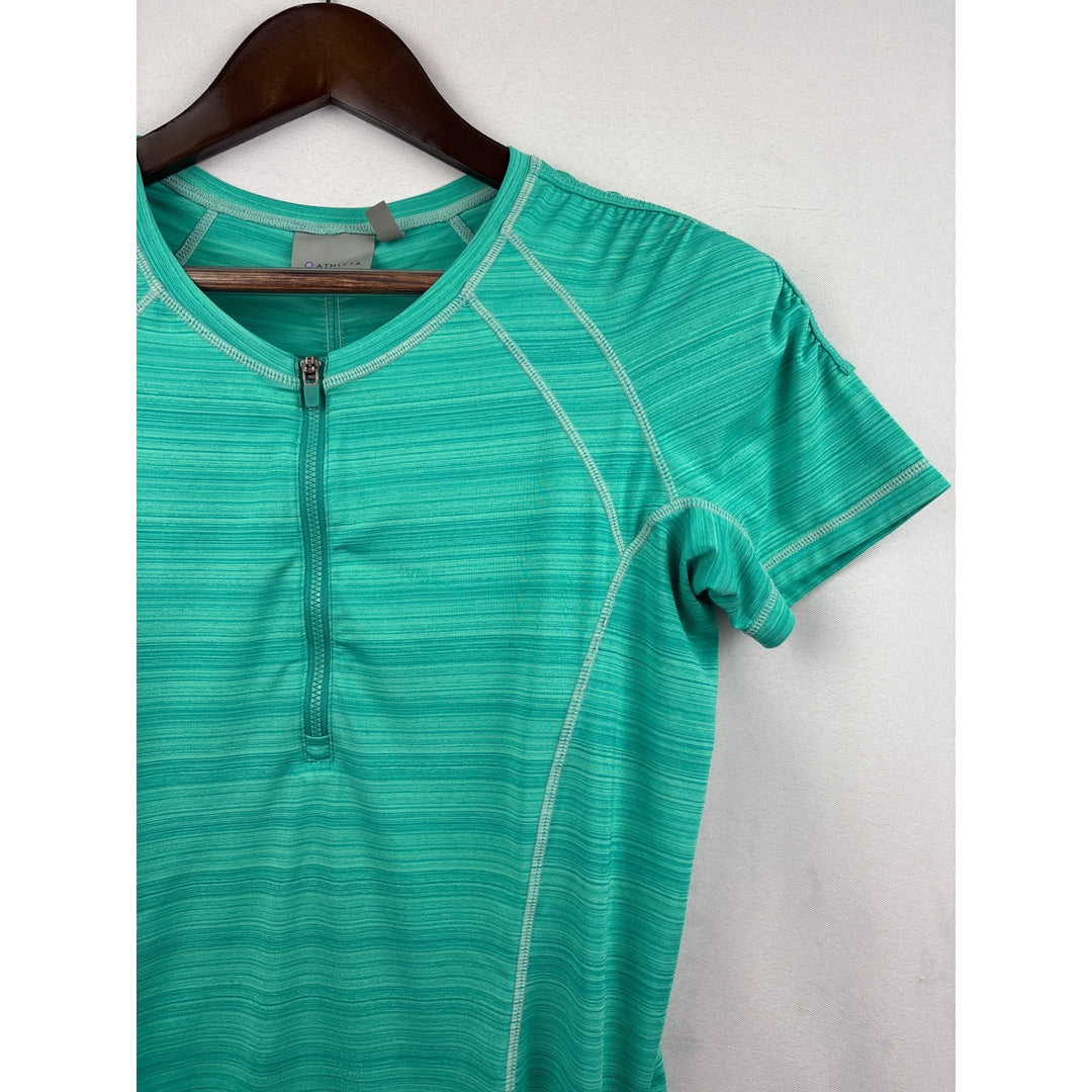Women’s Athleta Medium Teal Short Sleeve Athletic Shirt with Back Pocket