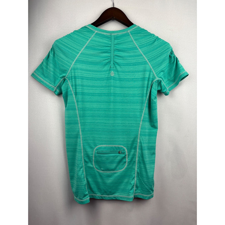 Women’s Athleta Medium Teal Short Sleeve Athletic Shirt with Back Pocket