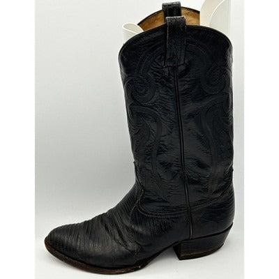 Men’s Tony Lama Black Kirkland Leather Lizard Skin Boots Sz 9 EE