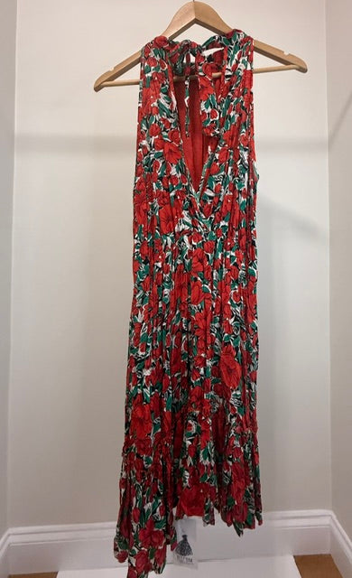 BTFBM Floral Red Halter Neck Dress SzL NWT