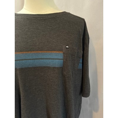 Mens Grey Heather T-Shirt With Blue & Orange Stripes