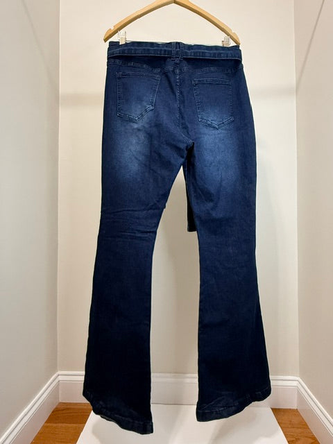 Pantete Curvy Flare Jeans With Belt Dark Wash SzXL /34