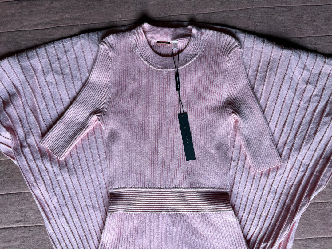 Elie Tahari Pink Midi Rib Knit Dress