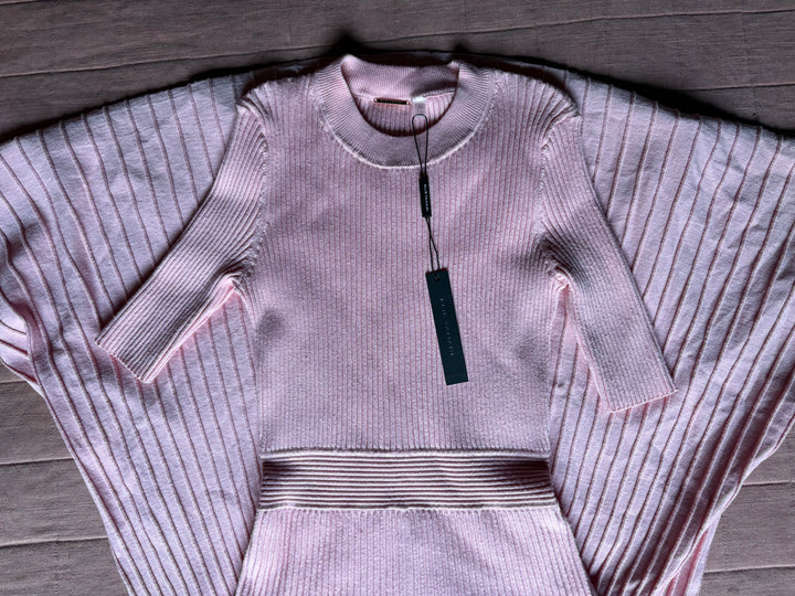 Elie Tahari Pink Midi Rib Knit Dress