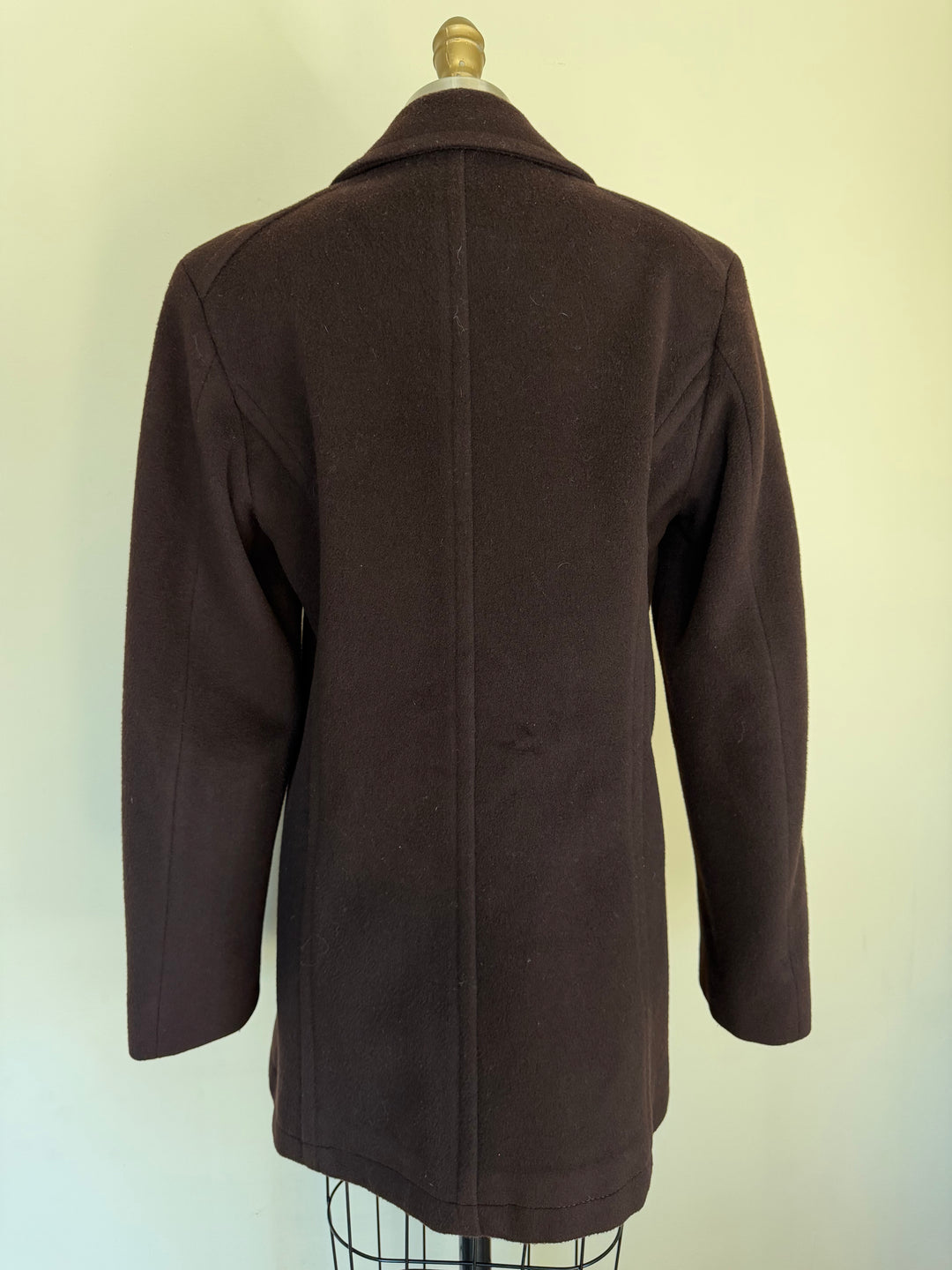 Vintage Calvin Klein 100% Merino Wool Chocolate Brown Double-Breasted Peacoat